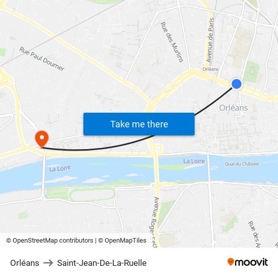 Orléans to Saint-Jean-De-La-Ruelle map