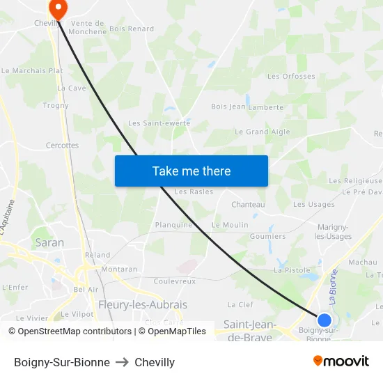 Boigny-Sur-Bionne to Chevilly map