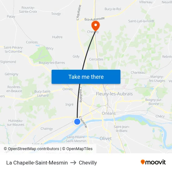 La Chapelle-Saint-Mesmin to Chevilly map