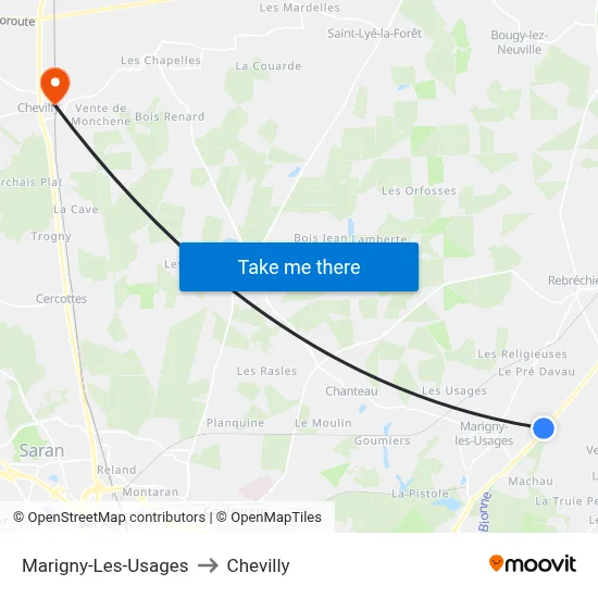 Marigny-Les-Usages to Chevilly map