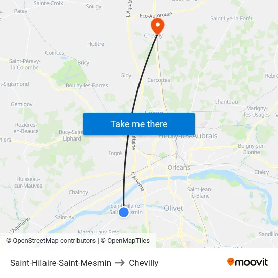 Saint-Hilaire-Saint-Mesmin to Chevilly map
