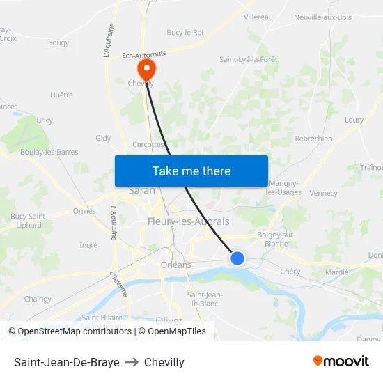 Saint-Jean-De-Braye to Chevilly map