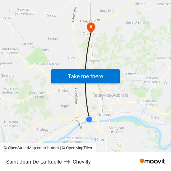 Saint-Jean-De-La-Ruelle to Chevilly map