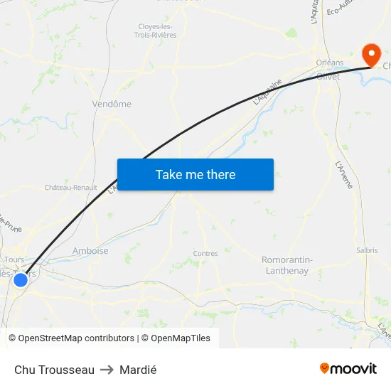 Chu Trousseau to Mardié map