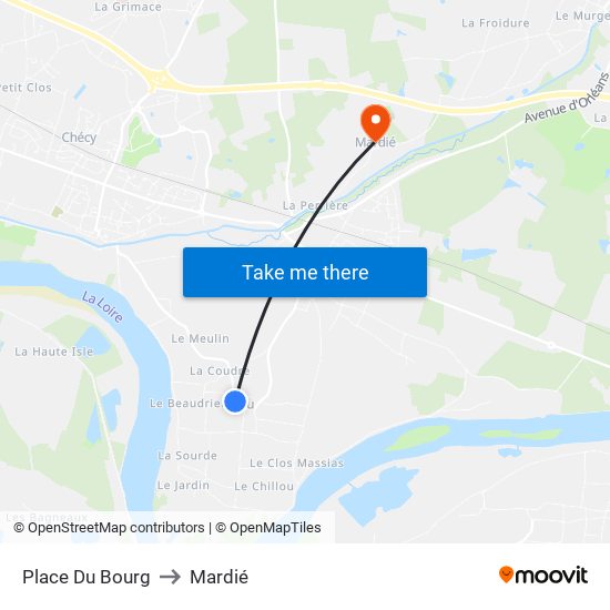 Place Du Bourg to Mardié map