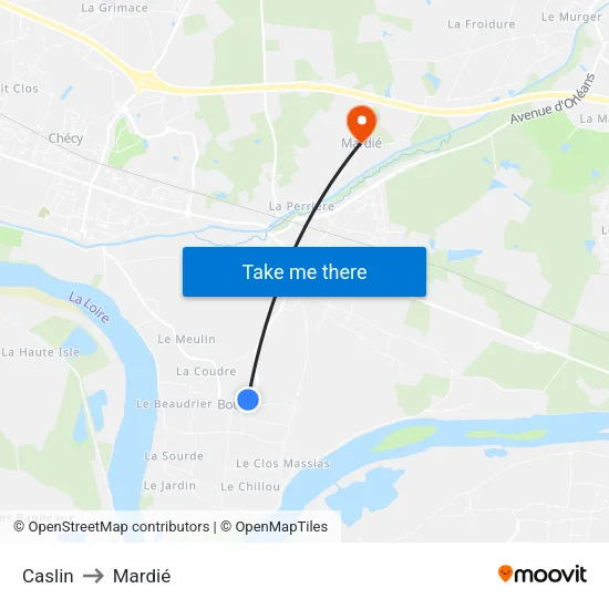 Caslin to Mardié map