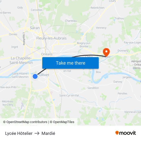 Lycée Hôtelier to Mardié map