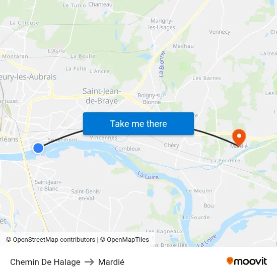 Chemin De Halage to Mardié map