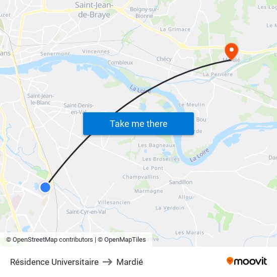 Résidence Universitaire to Mardié map