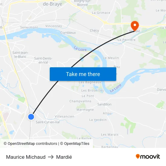 Maurice Michaud to Mardié map