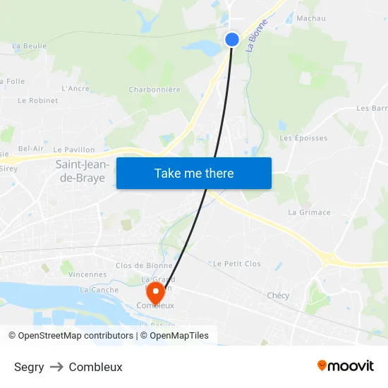 Segry to Combleux map