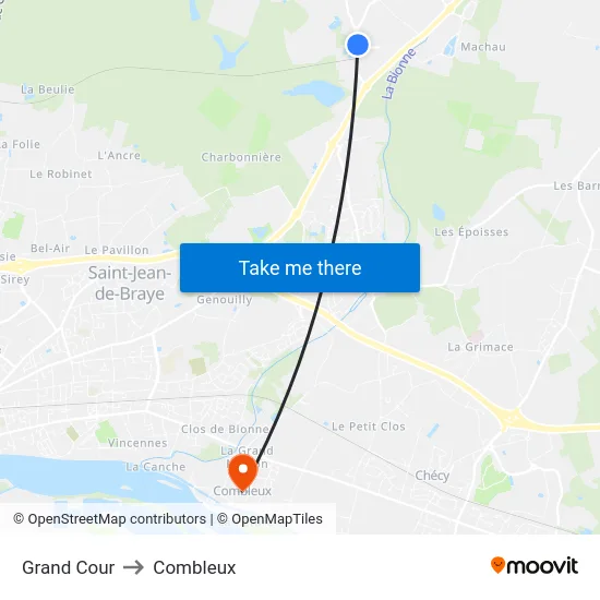 Grand Cour to Combleux map