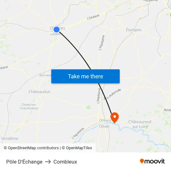 Pôle D'Échange to Combleux map