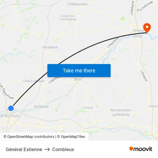 Général Estienne to Combleux map