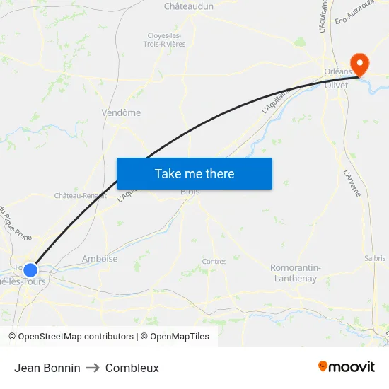 Jean Bonnin to Combleux map