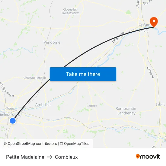 Petite Madelaine to Combleux map