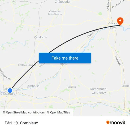 Péri to Combleux map