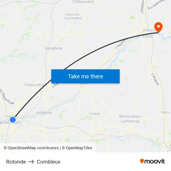 Rotonde to Combleux map
