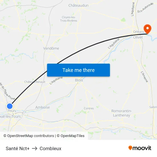 Santé Nct+ to Combleux map