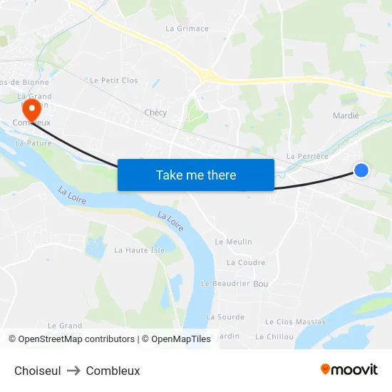 Choiseul to Combleux map
