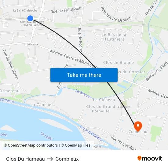 Clos Du Hameau to Combleux map