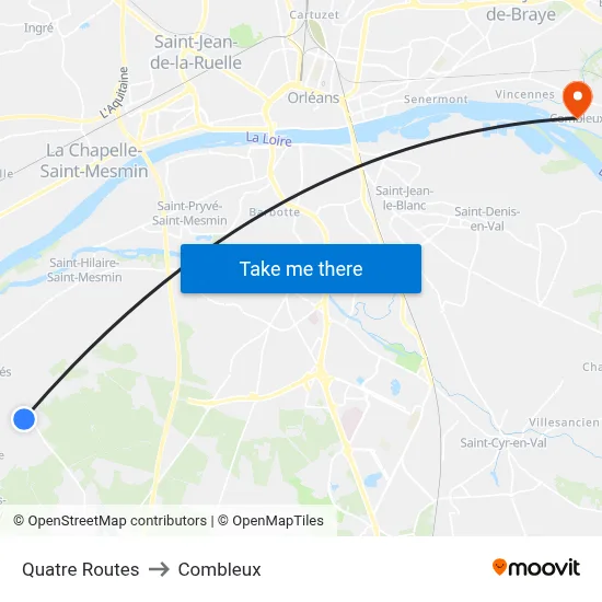 Quatre Routes to Combleux map