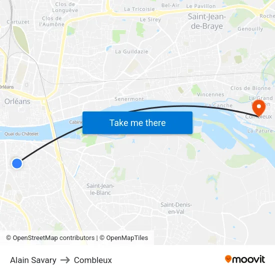 Alain Savary to Combleux map