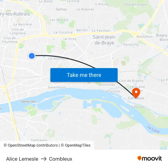 Alice Lemesle to Combleux map