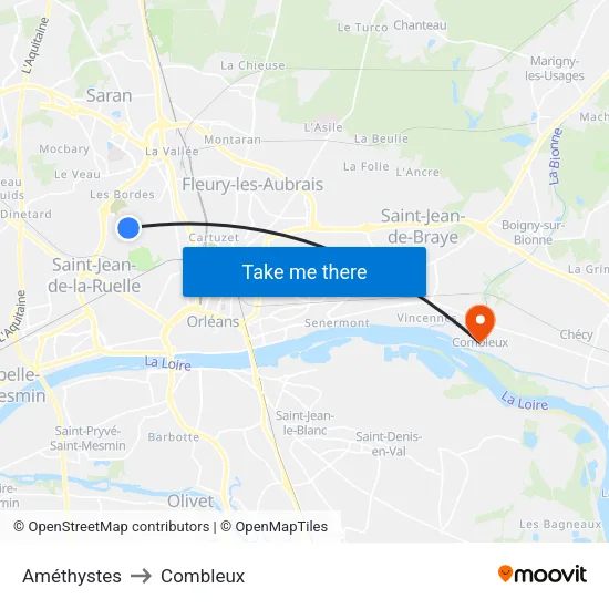 Améthystes to Combleux map