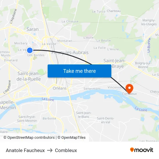 Anatole Faucheux to Combleux map