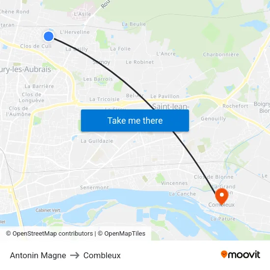 Antonin Magne to Combleux map
