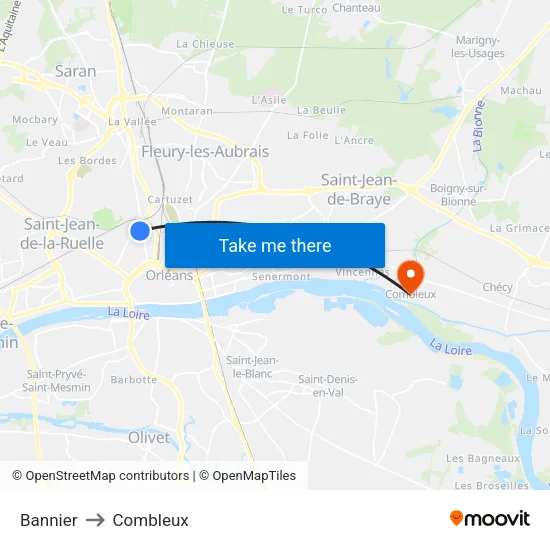 Bannier to Combleux map
