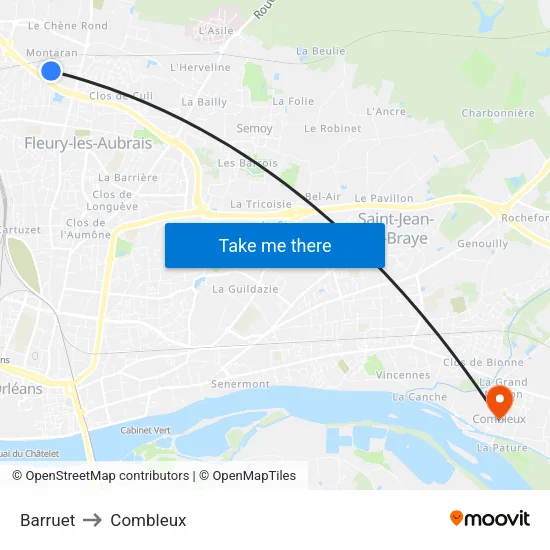 Barruet to Combleux map