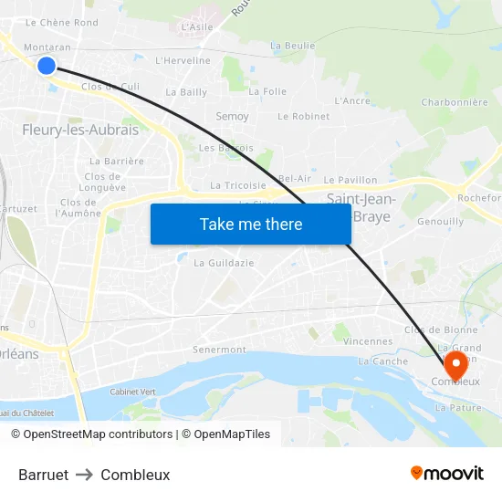 Barruet to Combleux map