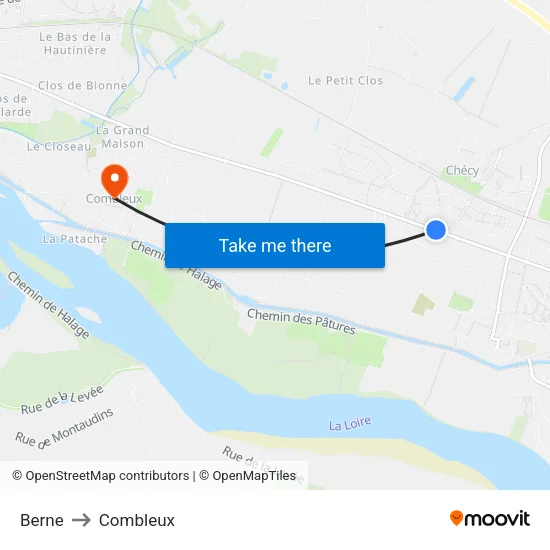 Berne to Combleux map