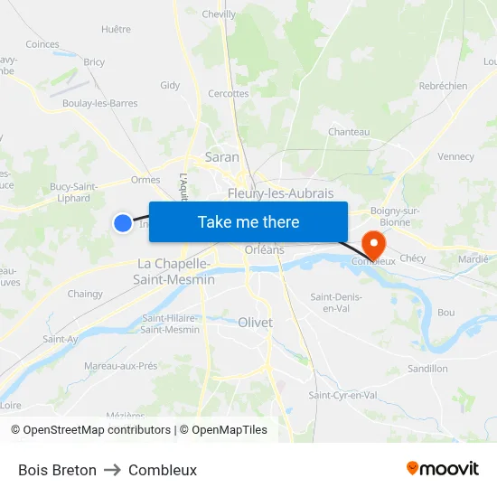 Bois Breton to Combleux map