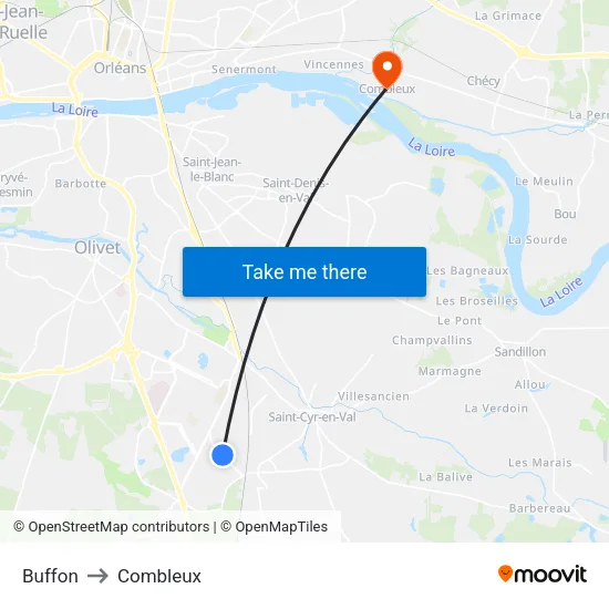 Buffon to Combleux map
