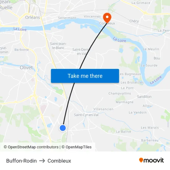 Buffon-Rodin to Combleux map