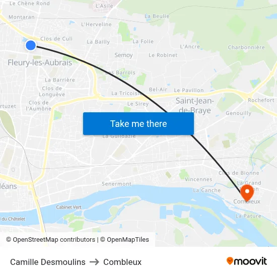 Camille Desmoulins to Combleux map