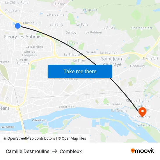 Camille Desmoulins to Combleux map