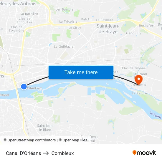 Canal D'Orléans to Combleux map