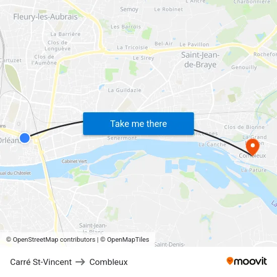 Carré St-Vincent to Combleux map