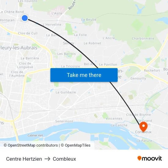 Centre Hertzien to Combleux map
