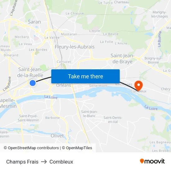 Champs Frais to Combleux map