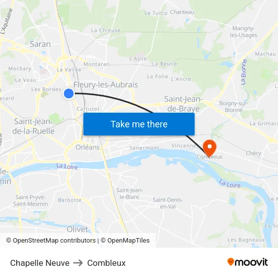 Chapelle Neuve to Combleux map