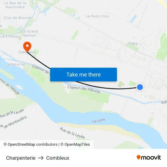 Charpenterie to Combleux map