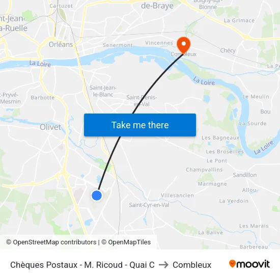 Chèques Postaux - M. Ricoud - Quai C to Combleux map