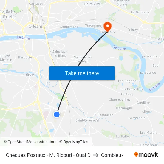 Chèques Postaux - M. Ricoud - Quai D to Combleux map