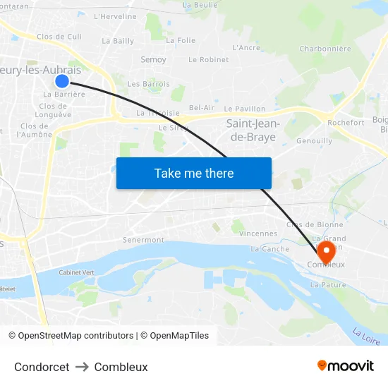 Condorcet to Combleux map