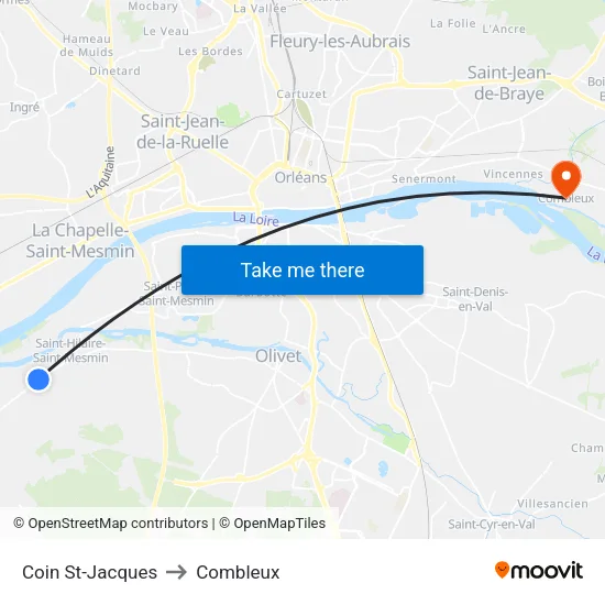 Coin St-Jacques to Combleux map